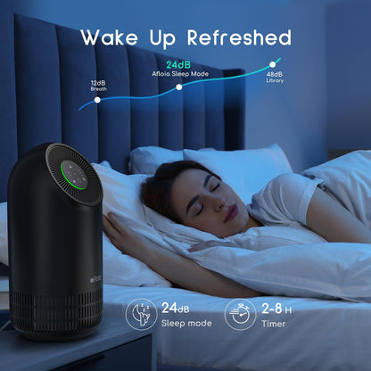 Afloia Air Purifier for Pets, Air Purifiers for Home Large Room Up to 880 Ft², Efficient Filter Air Cleaner for Home Remove 99.99% Pets Hair Odor Dust Smoke Mold Pollen, Fillo Black