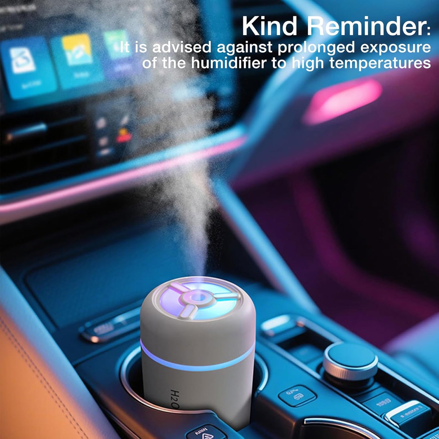 Portable Mini Humidifier, 300ml USB Cool Mist Small Humidifier with Colorful Lights. Perfect for Bedroom, Office, Plants, travel & Car (White)