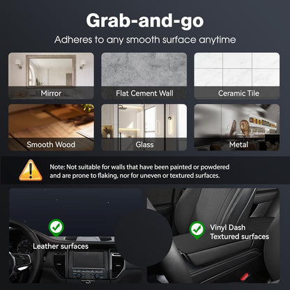 Vacuum Magnetic Suction Phone Holder, Foldable and Retractable Hands-Free Suction Cup Phone Mount for Car/Gym/Mirror/Smooth Surface, Compatible with iPhone Android and All Smartphones (Black)
