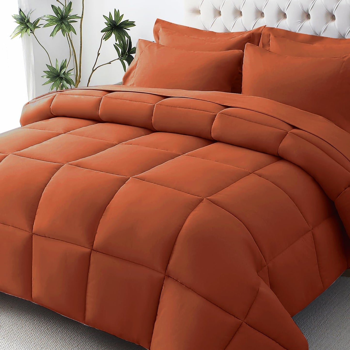 JOLLYVOGUE Queen Comforter Set, 7-Piece Bed in a Bag Queen, Ultra-Soft Comforters Queen Size, Queen Size Comforter Sets, Goose Down Alternative, Oeko-TEX Certified, Sheets & Pillowcases