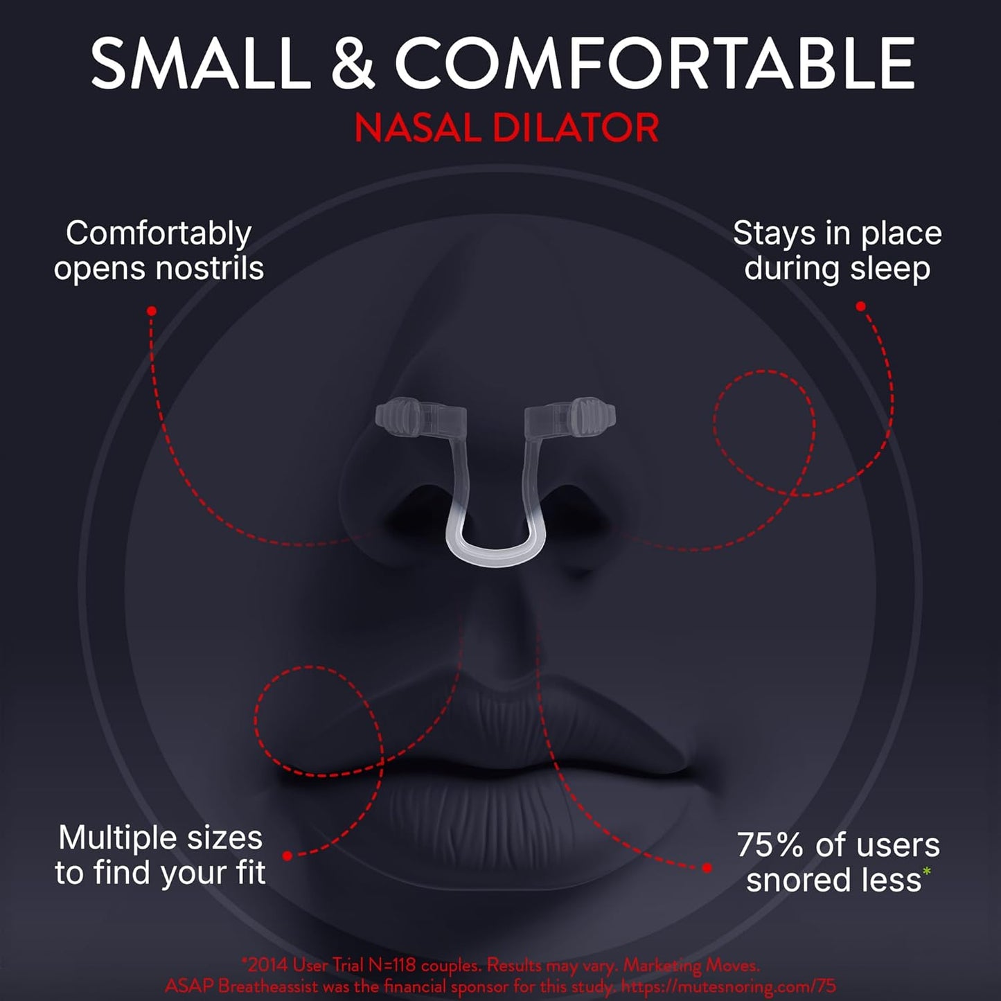 Mute Nasal Dilator for Snore Reduction - Anti-Snoring Aid Solution - Improve Airflow - Comfortable Nose Vents, Breathing Aids for Better Sleep - (Size Large, 3-Pk)