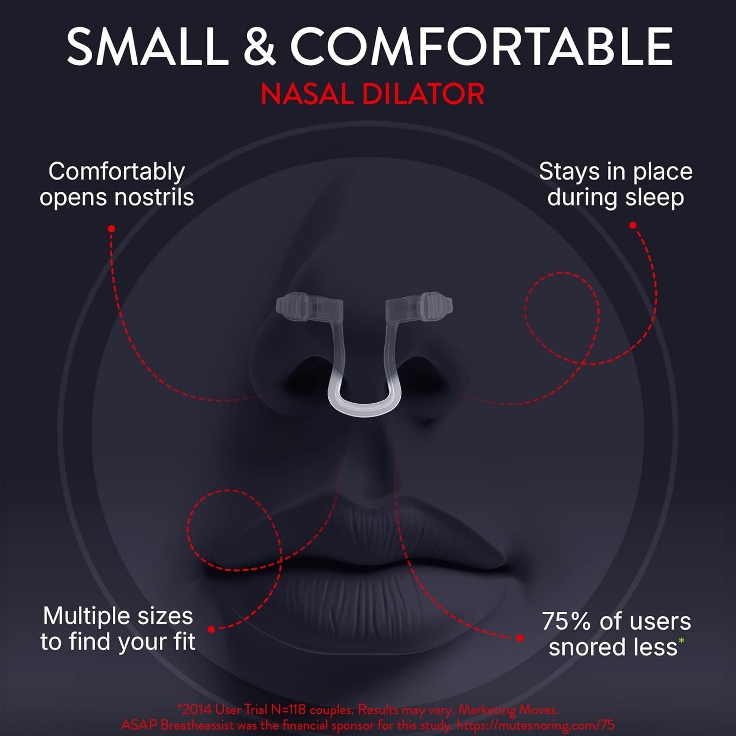 Mute Nasal Dilator for Snore Reduction - Anti-Snoring Aid Solution - Improve Airflow - Comfortable Nose Vents, Breathing Aids for Better Sleep - (Size Large, 3-Pk)