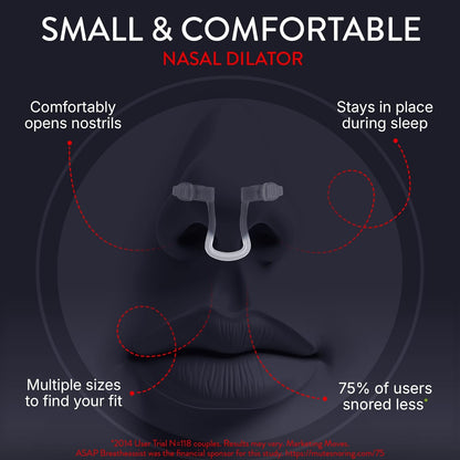 Mute Nasal Dilator for Snore Reduction - Anti-Snoring Aid Solution - Improve Airflow - Comfortable Nose Vents, Breathing Aids for Better Sleep - (Size Large, 3-Pk)