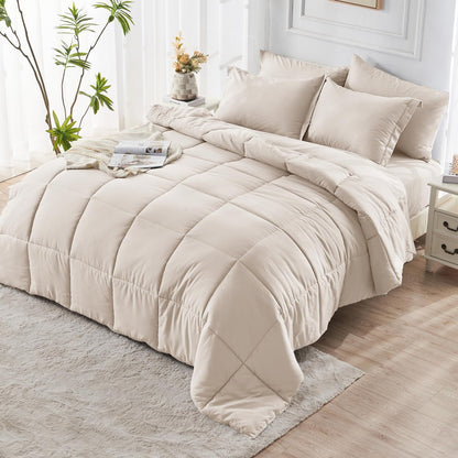JOLLYVOGUE Queen Comforter Set, 7-Piece Bed in a Bag Queen, Ultra-Soft Comforters Queen Size, Queen Size Comforter Sets, Goose Down Alternative, Oeko-TEX Certified, Sheets & Pillowcases