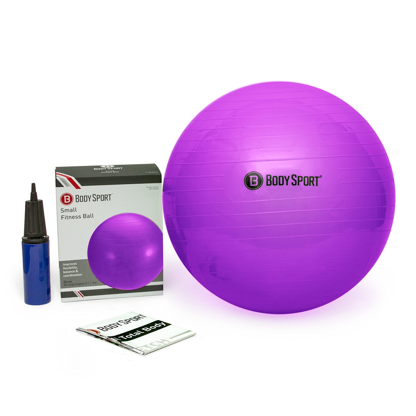 Body Sport Exercise Ball with Pump for Home, Gym, Balance, Stability, Pilates, Core Strength, Stretching, Yoga, Fitness Facilities, Desk Chairs