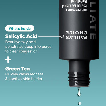 Paula's Choice SKIN PERFECTING 2% BHA Liquid Exfoliant Polish, Salicylic Acid Exfoliant-Facial Polish for Enlarged Pores, Wrinkles & Fine Lines, Suitable for Blackhead-Prone Skin, Fragrance-Free