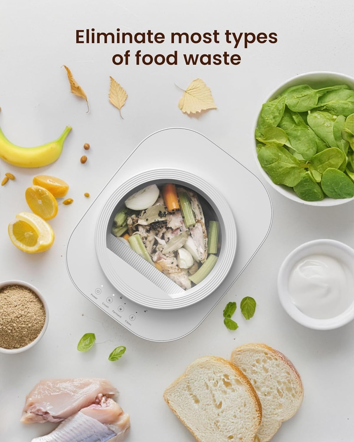 Electric Composter for Kitchen, 4L Smart Countertop Compost Bin, Odorless | Low Noise | Auto-Cleaning | Turn Food Waste into Fertilizer Within 3 Hrs, Indoor Food Waste Compost Machine, Gifts
