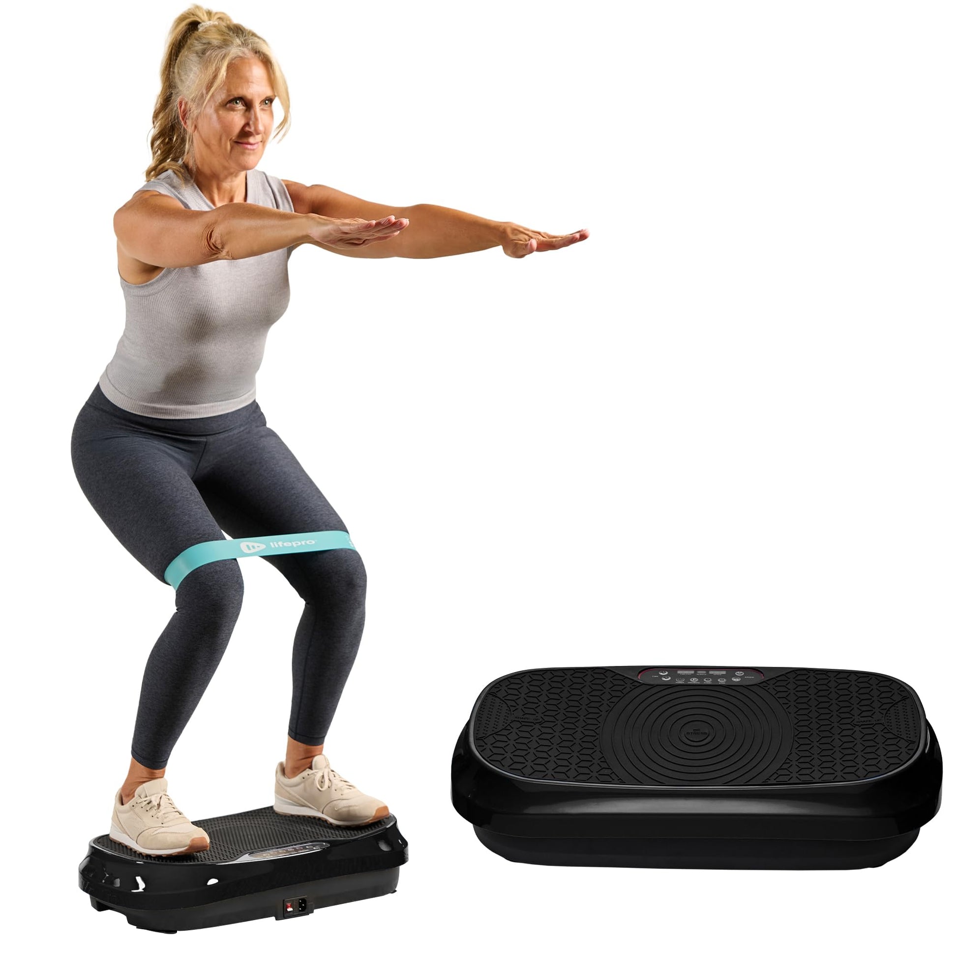 LifePro Waver Mini Vibration Plate Exercise Machine – Portable Full Body Vibration Platform for Home & Travel Workouts, Weight Loss, Toning & Wellness, with 2 Loop Bands & 4 Resistance Bands
