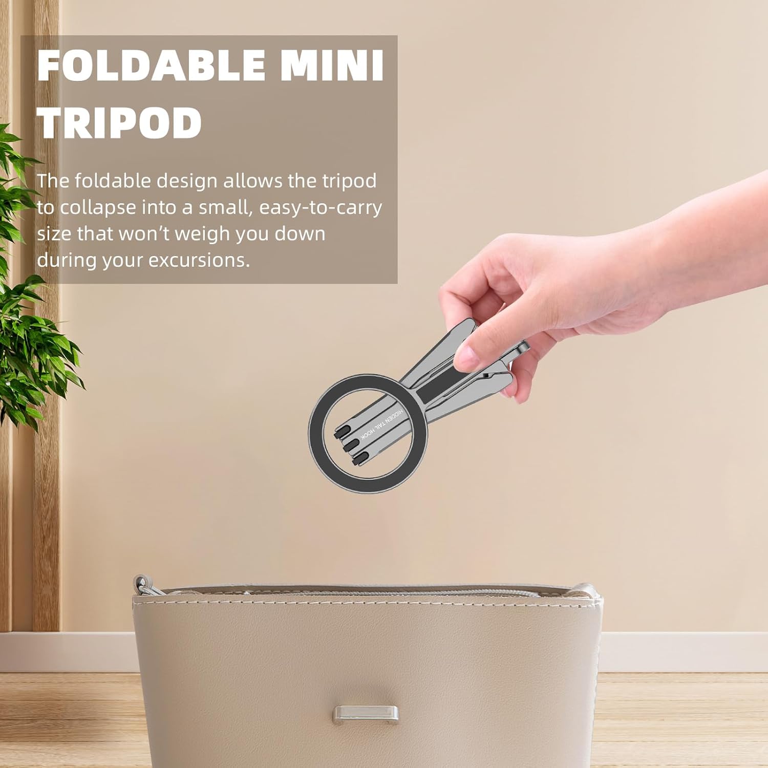 Magnetic Pocket Phone Tripod with Hook Compatible with Magsafe for iPhone 16/15/14/13/12 Pro Max Series,Foldable Mini Magnet Cell Phone Tripod Mount Handle Smartphone Desk Stand Travel Phone Holder
