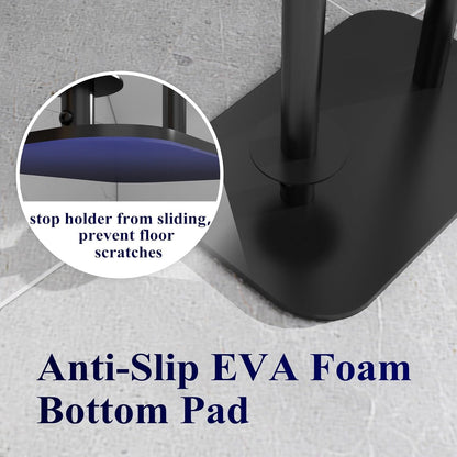 Kitsure Toilet Paper Holder Free Standing – Rustproof Metal Toilet Paper Stand for 4 Rolls with Anti-Slip Base and Shelf for Phone & Small Items, Bathroom Organizers and Storage, Black