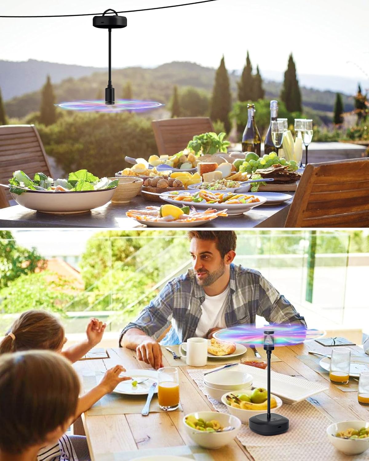 4 Pack Food Table Fan, 2000mAh USB Powered Rechargeable Food Fan, Portable Fan with Flexible Goose-Neck and Soft Blades for BBQ, Patio, Party