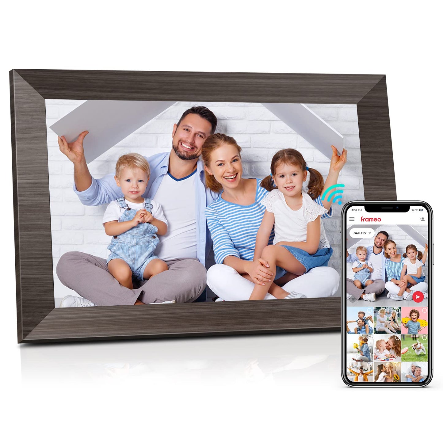 WiFi Digital Picture Frame 10.1 Inch, IPS Touch Screen Smart Cloud Digital Photo Frame with 16GB Storage, Wall Mountable, Auto-Rotate, Share Photos from Anywhere Via App