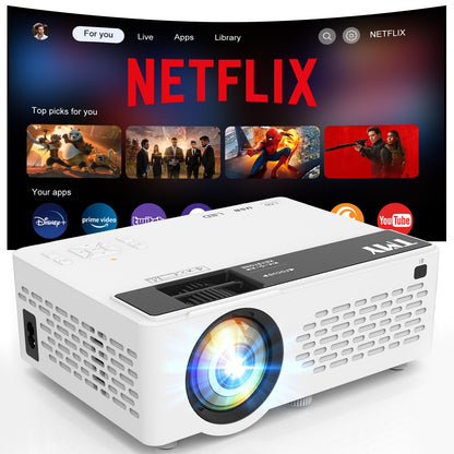 TMY Mini Projector, Upgraded Bluetooth Projector with Screen, 1080P Full HD Portable Projector, Movie Projector Compatible with TV Stick Smartphone/HDMI/USB, indoor & outdoor use