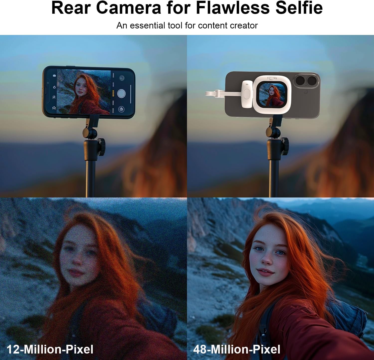 Vlogmate Mini Vlog Selfie Monitor Screen for iPhone, Wired Back Camera Monitor with Magnetic AMOLED Screen, Bluetooth Remote, Dual Cable Include for iPhone 16/15/14/13/12/11/SE/XR/XS/X/8/7/6/5