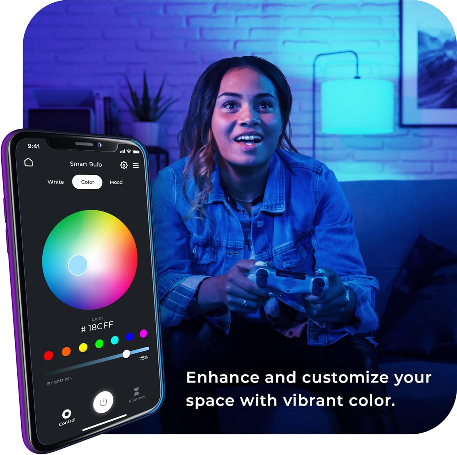 GLOBE Electric Wi-Fi Smart 10 Watt (60W Equivalent) Multicolor Changing RGB Tunable White Frosted LED Light Bulb, No Hub Required, Voice Activated, 2000K - 5000K, A19 Shape, E26 Base,34212