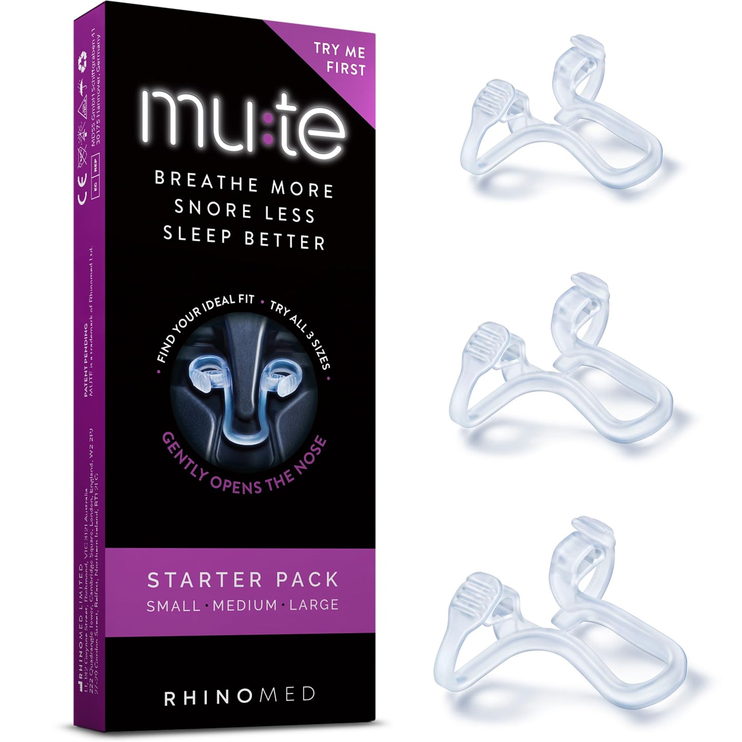 Mute Nasal Dilator for Snore Reduction - Anti-Snoring Aid Solution - Improve Airflow - Comfortable Nose Vents, Breathing Aids for Better Sleep - (Size Large, 3-Pk)