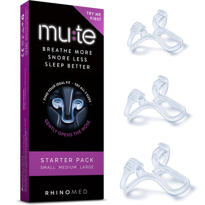 Mute Nasal Dilator for Snore Reduction - Anti-Snoring Aid Solution - Improve Airflow - Comfortable Nose Vents, Breathing Aids for Better Sleep - (Size Large, 3-Pk)