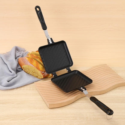 Sandwich Maker, Grilled Panini Maker Pan with Non-Stick Plates, Stovetop Toasted Sandwich Maker Press, Double Sided Aluminum Flip Cheese Maker Frying Pan for Home Kitchen Breakfast Camping