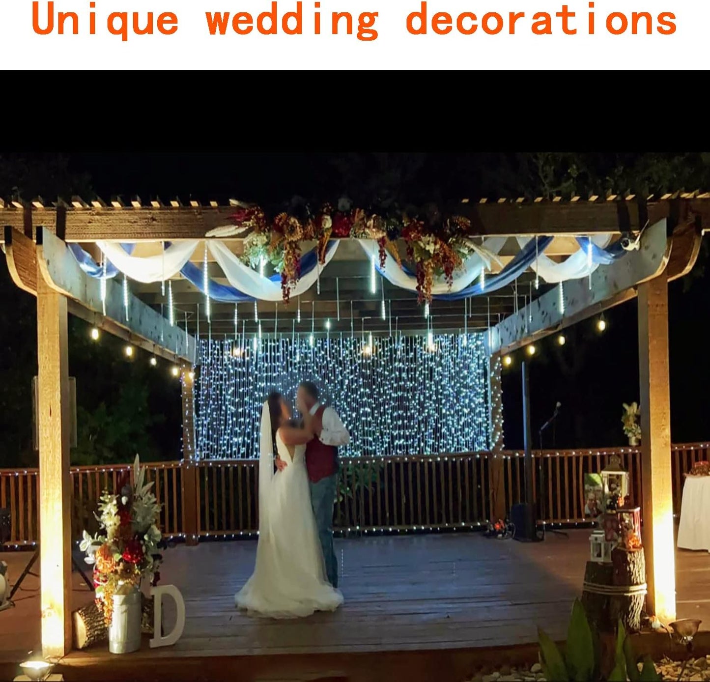 Kwaiffeo Christmas Lights Outdoor, 8 Tubes Meteor Shower Lights LED Snow Falling Icicle Cascading Light for Xmas Tree Wedding Decoration Party, UL Plug, White