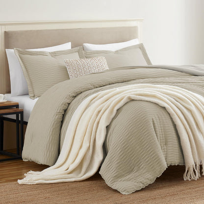 Homelike Moment Queen Comforter Set Grey, Comforters Queen Size Set, Soft Lightweight Down Alternative Bed Comforter Full Size Reversible All Season 3 Pieces Bedding Sets Grey/Light Gray
