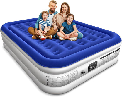 Queen Air Mattress with Built in Pump 16" Raised Blow Up Mattress Queen Size Comfort Air Bed, 3 Mins Fast Colchones Inflables Bed, Luxurious for Home/Guests,660 lbs Max