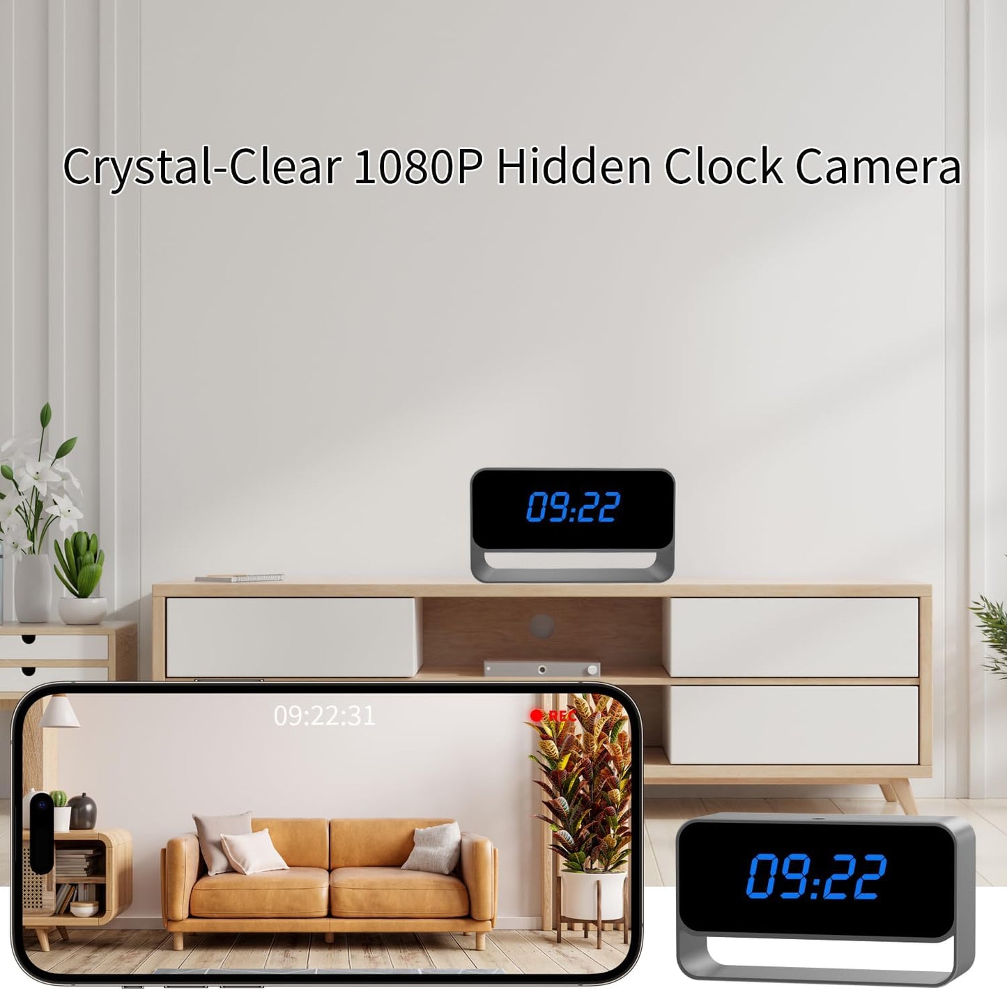 Clock Camera - Full HD 1080P WiFi Camera - Mini Wireless Nanny Cam with Night Vision - Indoor Home Security Surveillance