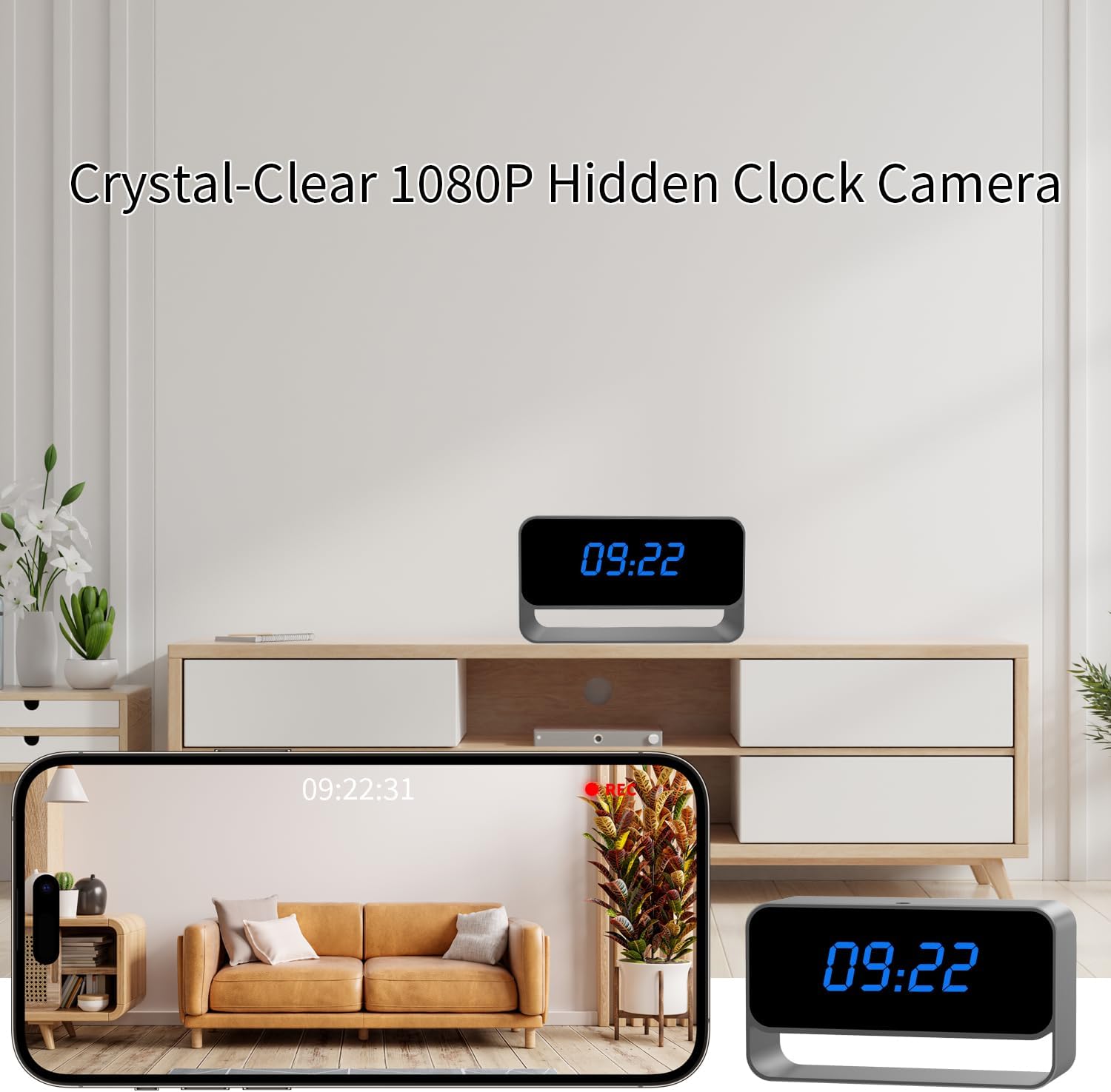Clock Camera - Full HD 1080P WiFi Camera - Mini Wireless Nanny Cam with Night Vision - Indoor Home Security Surveillance