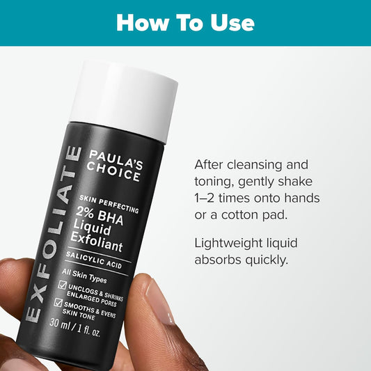 Paula's Choice SKIN PERFECTING 2% BHA Liquid Exfoliant Polish, Salicylic Acid Exfoliant-Facial Polish for Enlarged Pores, Wrinkles & Fine Lines, Suitable for Blackhead-Prone Skin, Fragrance-Free