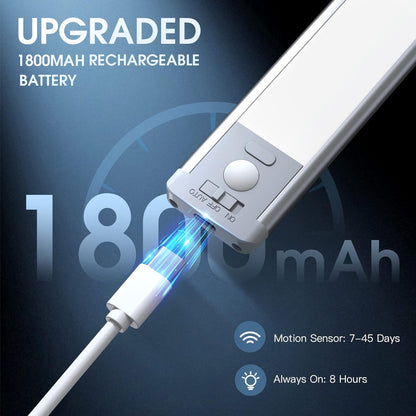 10inch Under Cabinet Lighting, 2 Pack Rechargeable Motion Sensor Light Indoor, 5 Levels Dimmable Magnetic Closet Lights, Wireless Under Counter Lights for Kitchen, Stairs