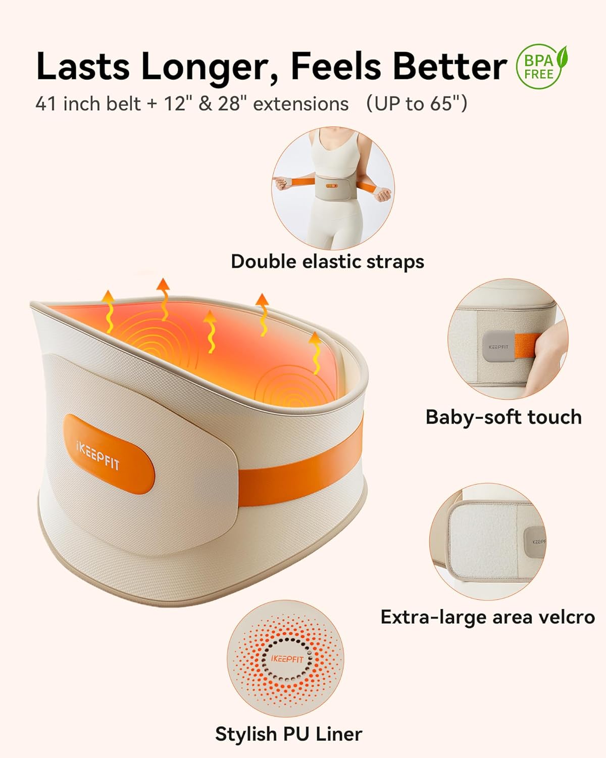 IKEEPFIT® Heating Pad for Back Pain Relief: MAXwarm® 3.0, Portable Cordless Heat Pad with Massager for Period Cramps, 8000mAh Large Battery, FSA Eligible HSA, Christmas Gift for Women Men 90-310 lbs