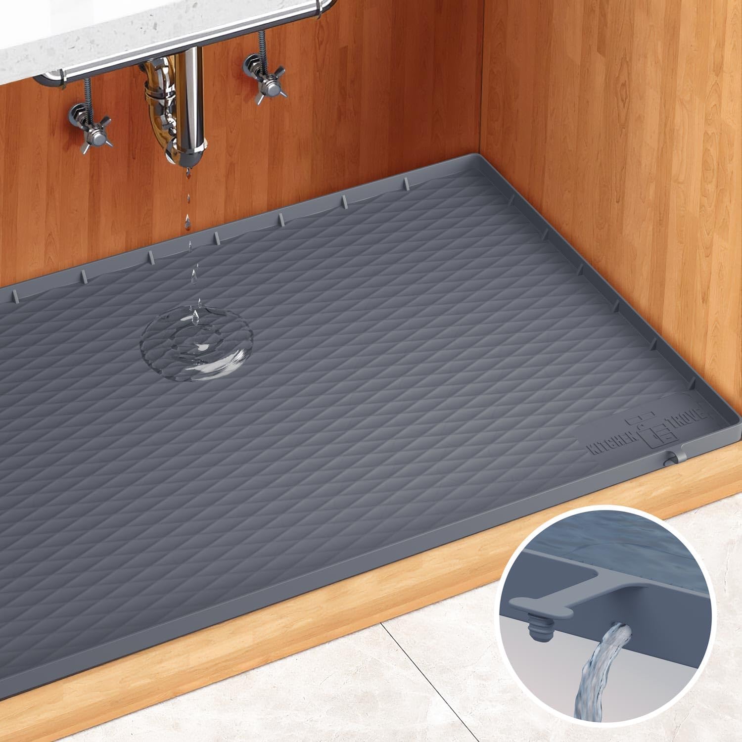 Premium Quality Under Sink Mat for Kitchen Waterproof 34" x 22" Silicone Under Sink Tray for Kitchen & Bathroom -Kitchen Cabinet Organizers and Storage Sink Drip Tray