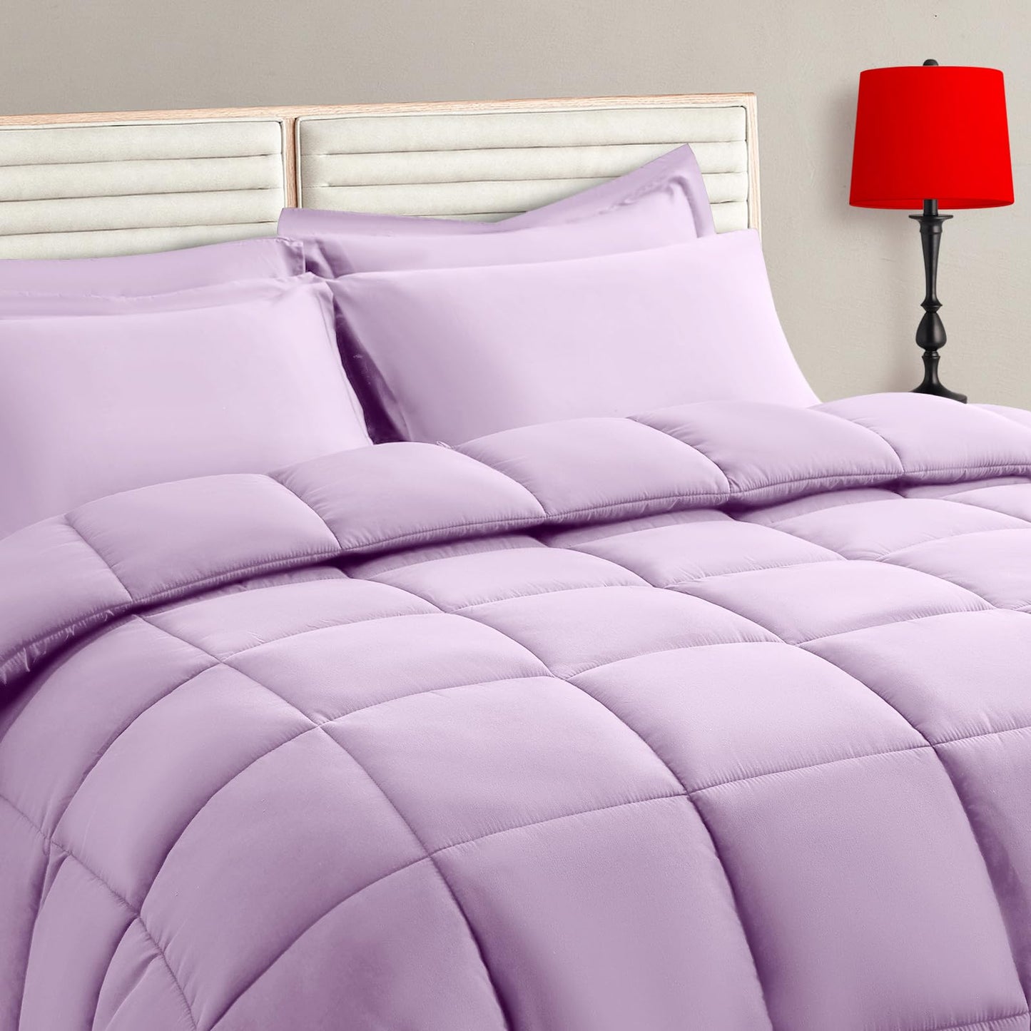 TAIMIT Full Size Comforter Set - 7 Pieces, Bed in a Bag Bedding Sets with All Season Soft Quilted Warm Fluffy Reversible Comforter,Flat Sheet,Fitted Sheet,2 Pillow Shams,2 Pillowcases,Dark Grey