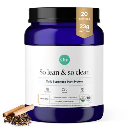 Ora Organic Vegan Protein Powder - 23g Plant Based Pea Protein + Superfood for Women and Men - Unsweetened & Unflavored - 20 Servings, No Erythritol, Keto-Friendly, Gluten-Free, Paleo, Soy-Free