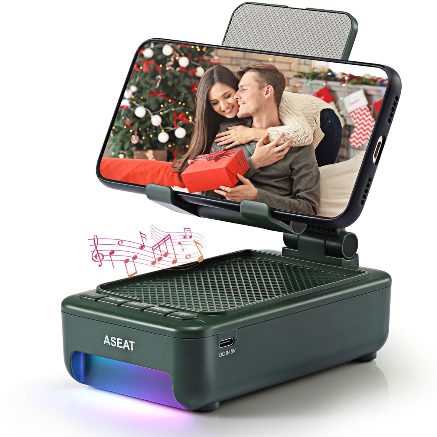 Gifts for Men Him, Cell Phone Stand with Bluetooth Speaker&Led Color Changing Light, Unique Gifts for Women Dad Her Husband, Birthday Gifts for Men
