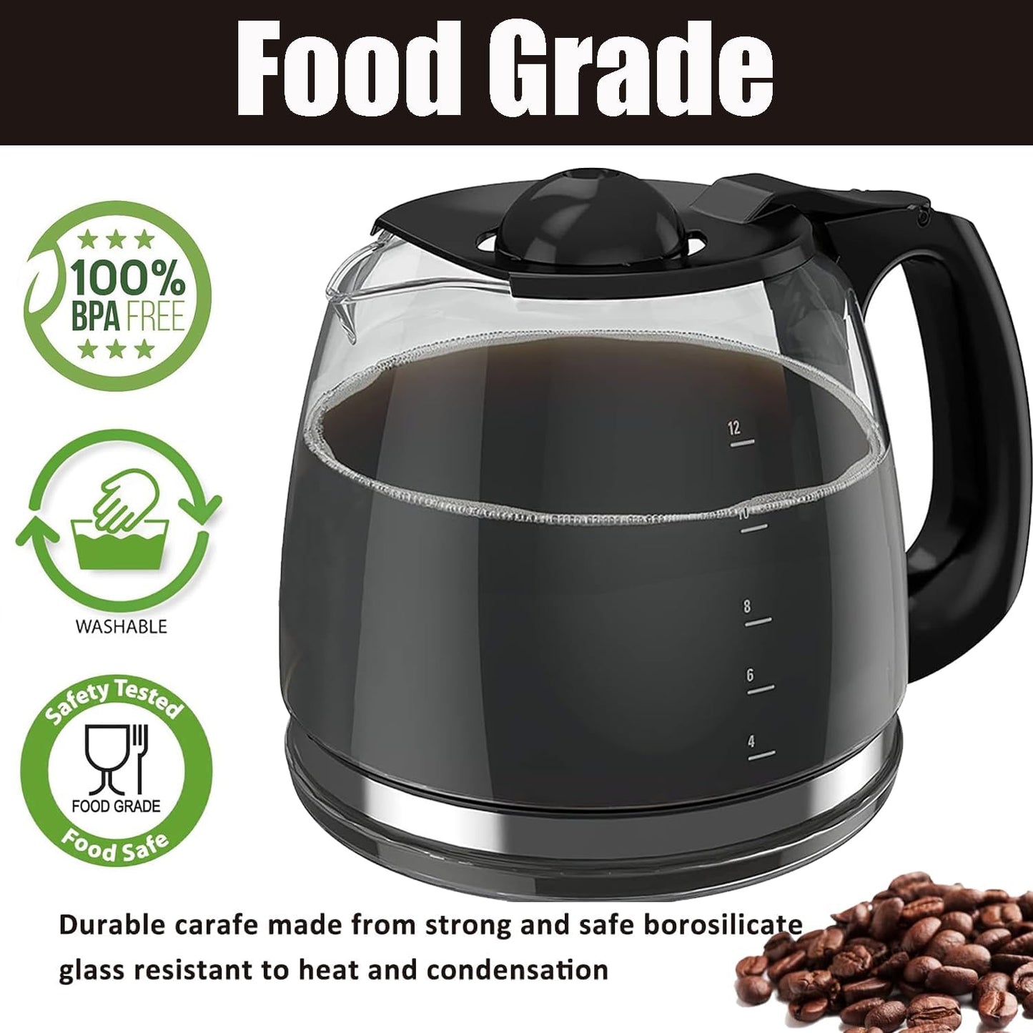 12-Cup Coffee Pot replacement Carafe Compatible with Black and Decker Coffee Maker Many Models CM1160B, CM1160W