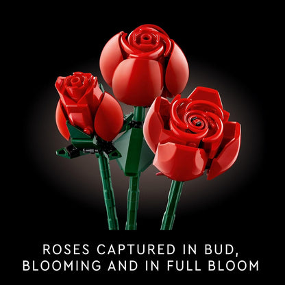 LEGO Botanicals Bouquet of Roses Artificial Flowers - Fake Red Roses Building Set for Adults, Ages 18+ - Gifts for Valentines Day for Her - Home Decor for Table Display - 10328