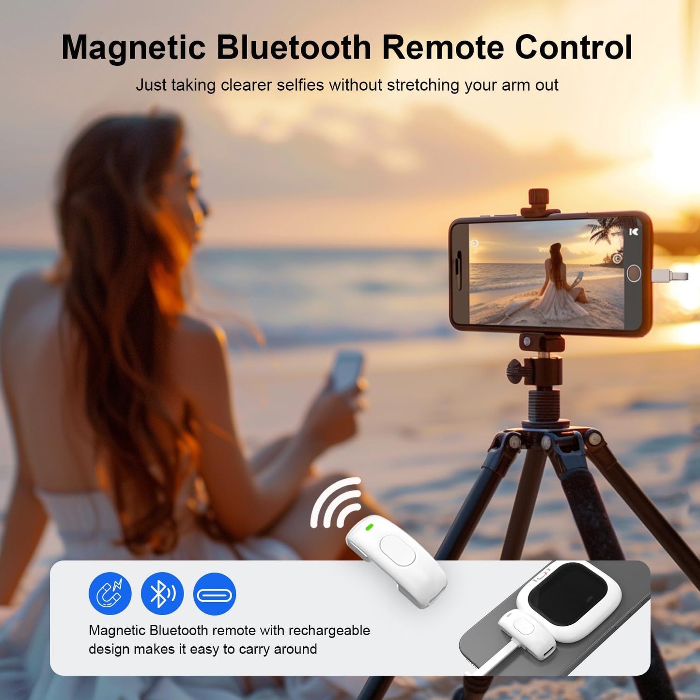 Vlogmate Mini Vlog Selfie Monitor Screen for iPhone, Wired Back Camera Monitor with Magnetic AMOLED Screen, Bluetooth Remote, Dual Cable Include for iPhone 16/15/14/13/12/11/SE/XR/XS/X/8/7/6/5