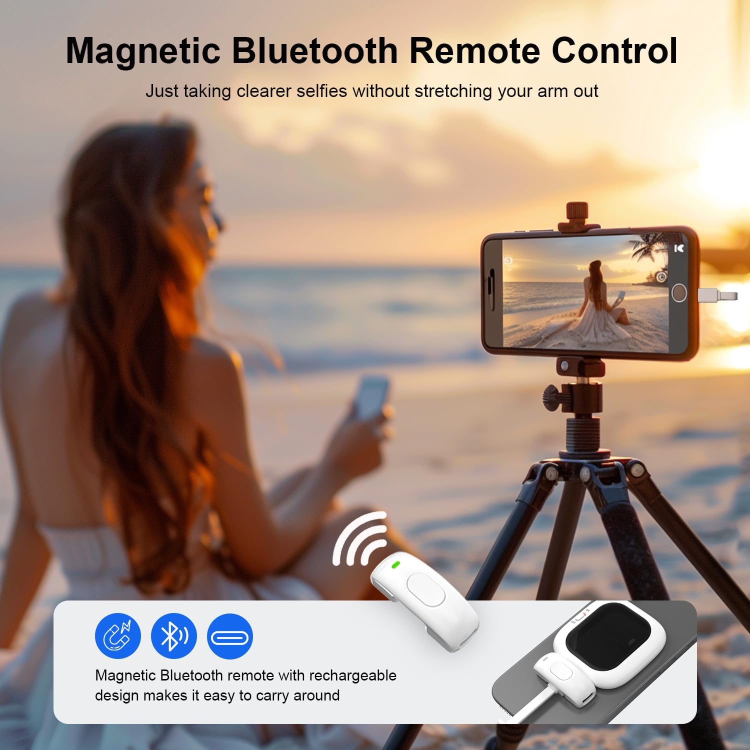 Vlogmate Mini Vlog Selfie Monitor Screen for iPhone, Wired Back Camera Monitor with Magnetic AMOLED Screen, Bluetooth Remote, Dual Cable Include for iPhone 16/15/14/13/12/11/SE/XR/XS/X/8/7/6/5