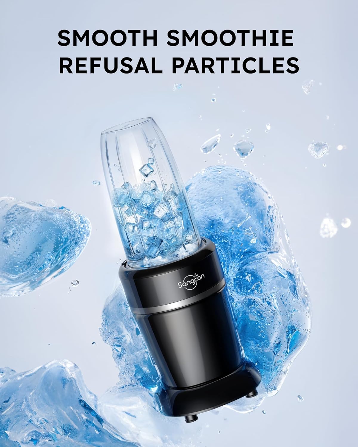 Sangcon 1000W Smoothie Blender for Kitchen, Blenders for Smoothies with (3) Cups (2) Spout Covers (1) Storage Cap (1) To-Go Cap, Portable Blender for Shakes, Ice Crushing, Frozen Drinks, Spices