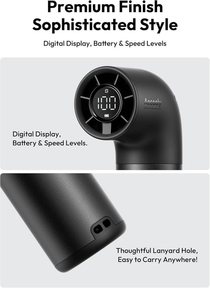 Aecooly Portable Handheld Fan, Powerful Turbo Mini Fan, 19000 RPM High Speed Aero Pro, 15H Max Cooling Time, 6 Speeds Aluminum Case, Pocket Rechargeable Personal Small Travel GIfts for Women-Black