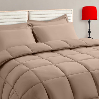 TAIMIT Full Size Comforter Set - 7 Pieces, Bed in a Bag Bedding Sets with All Season Soft Quilted Warm Fluffy Reversible Comforter,Flat Sheet,Fitted Sheet,2 Pillow Shams,2 Pillowcases,Dark Grey