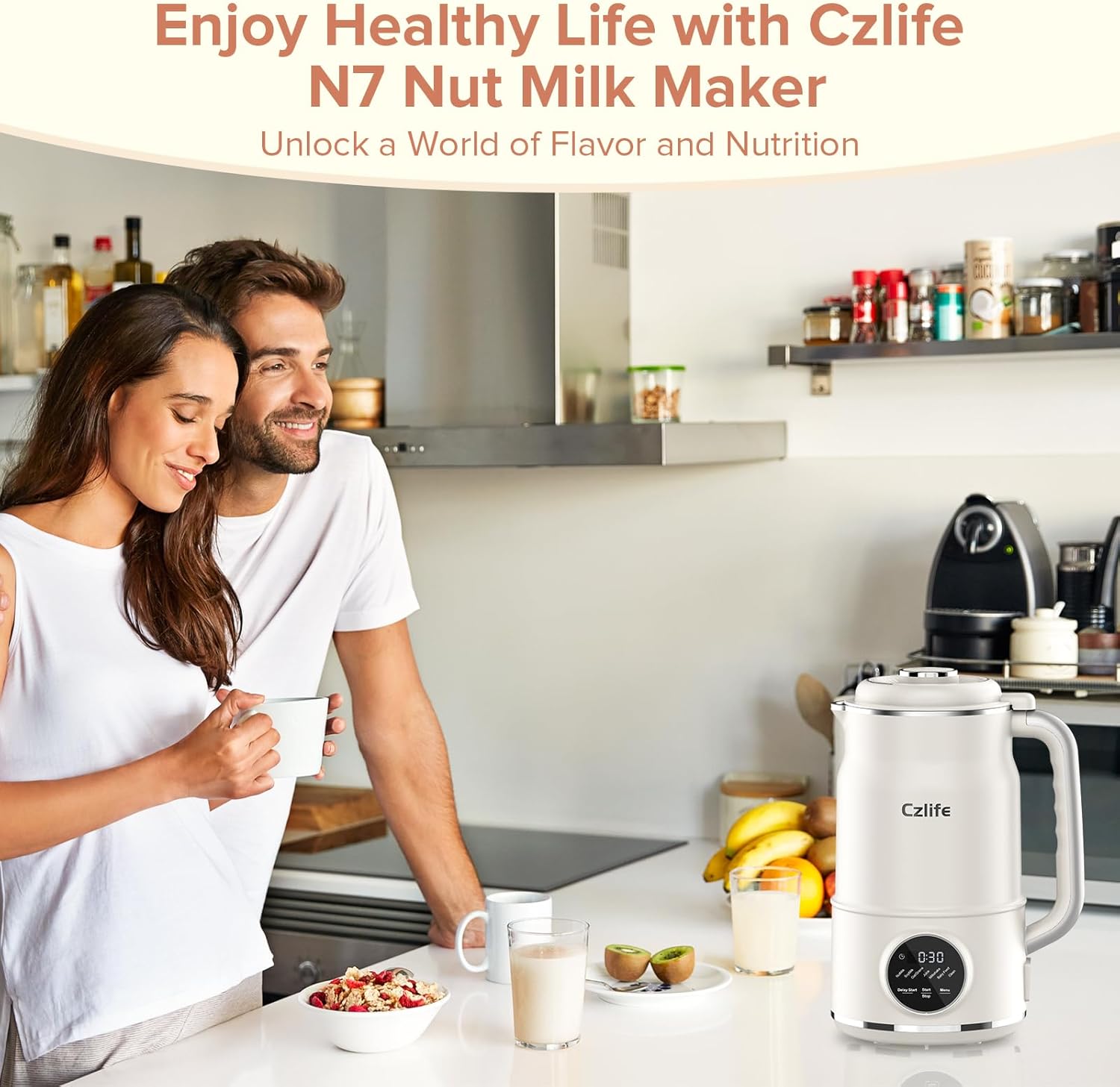 N7 Nut Milk Maker, 50oz (1.5L) Automatic Soy Milk Maker Machine for Homemade Oat Milk, Nutmilk, Juice, Milkshake, Baby Food, Grains, Almonds Milk Maker with Delay Start/Keep Warm/Clean