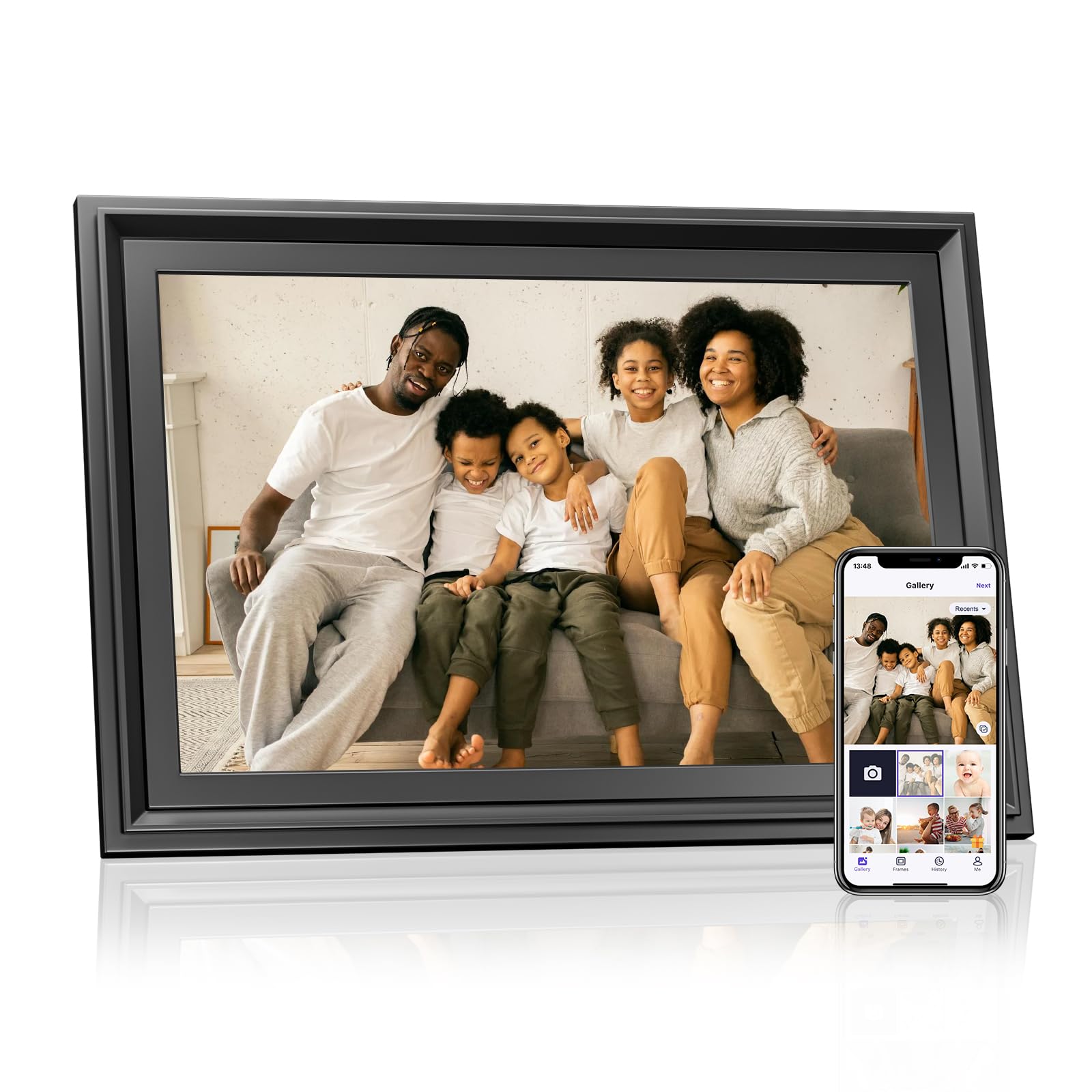 WiFi Digital Picture Frame 10.1 Inch, IPS Touch Screen Smart Cloud Digital Photo Frame with 16GB Storage, Wall Mountable, Auto-Rotate, Share Photos from Anywhere Via App