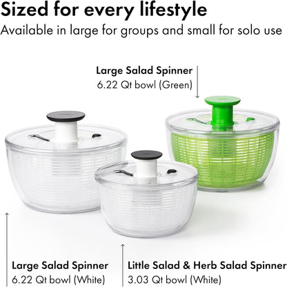 OXO Good Grips Salad Spinner | Lettuce Spinner | Fruit Washer | Fruit Washing Bowl with Strainer | Vegetable Cleaner | Salad Cleaner | Lettuce Washer | 6.22 Quart Capacity