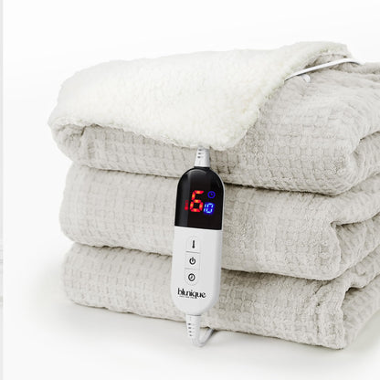 Heated Blanket Electric Throw Waffle, 50x60 Inches Sherpa Fleece Fast Heating Blanket 6 Heating Levels & 4 Hours Auto Off ETL Certification, Grey Throw