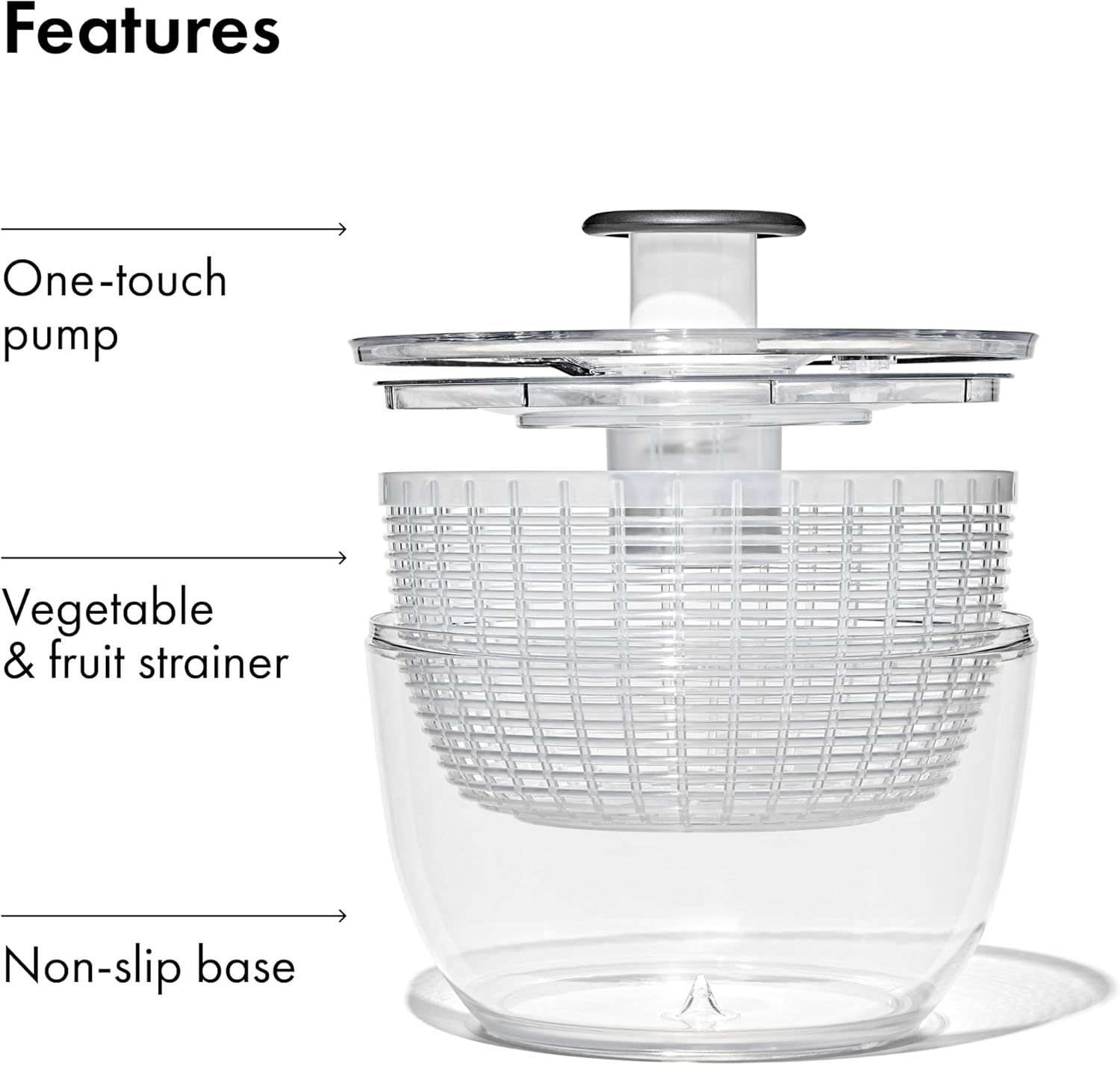OXO Good Grips Salad Spinner | Lettuce Spinner | Fruit Washer | Fruit Washing Bowl with Strainer | Vegetable Cleaner | Salad Cleaner | Lettuce Washer | 6.22 Quart Capacity