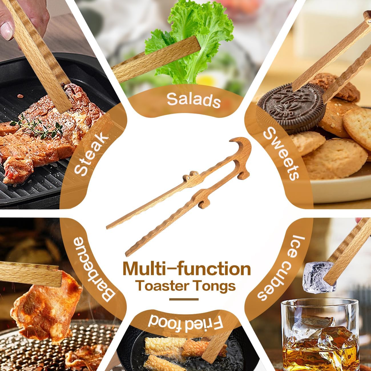Crocodile-Shaped Wooden Toaster Tongs, 11-Inch Magnetic Kitchen Tongs for Easy Storage, Superior Grip, Oven Rack Puller, Ideal for Toasting, BBQ, Cooking, Cute Kitchen Gadgets and Christmas Gift Ideas