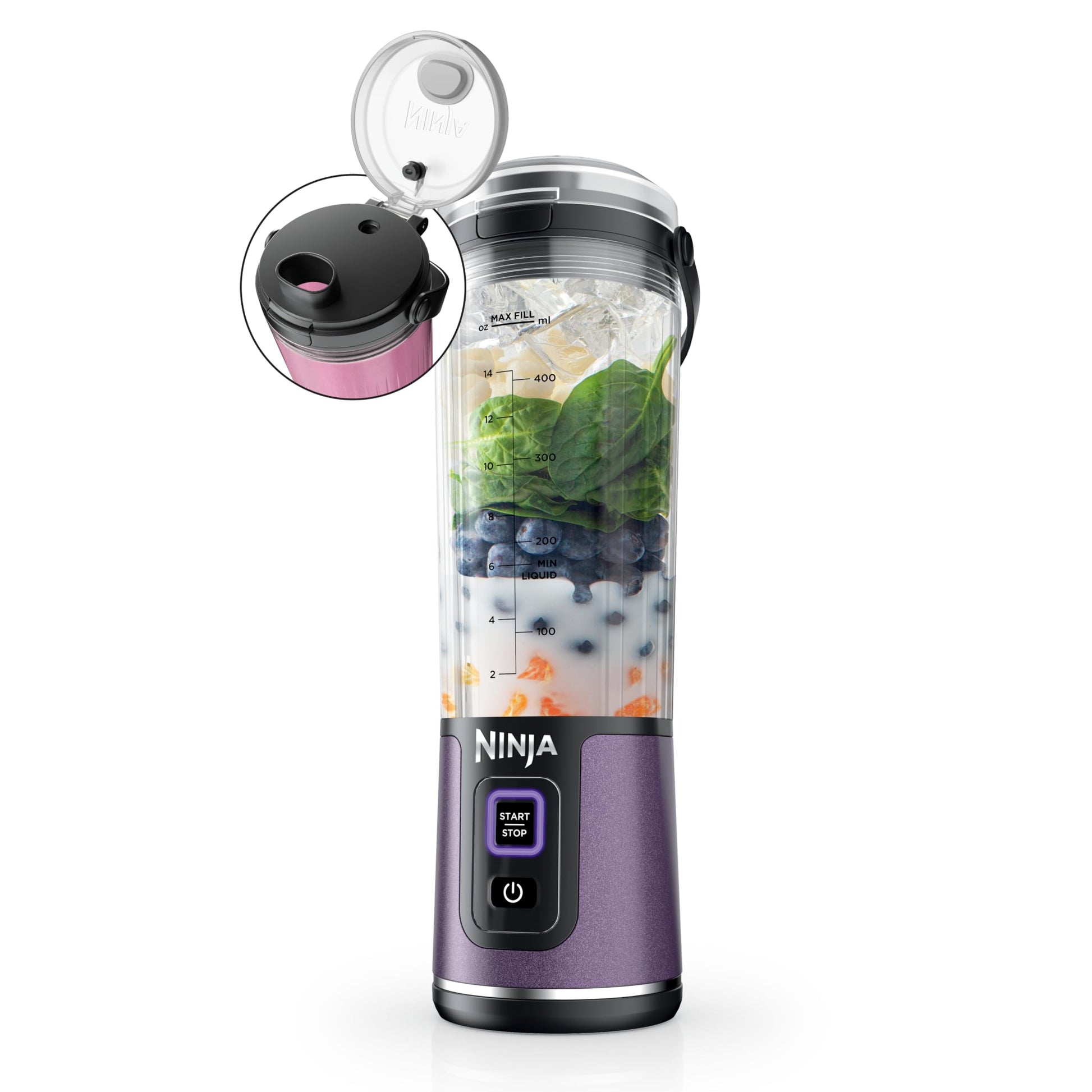 Ninja BC151EM Blast Portable Blender, Cordless, 18oz. Vessel, Personal Blender-for Shakes & Smoothies, BPA Free, Leakproof-Lid & Sip Spout, USB-C Rechargeable, Dishwasher Safe Parts, Forest Green