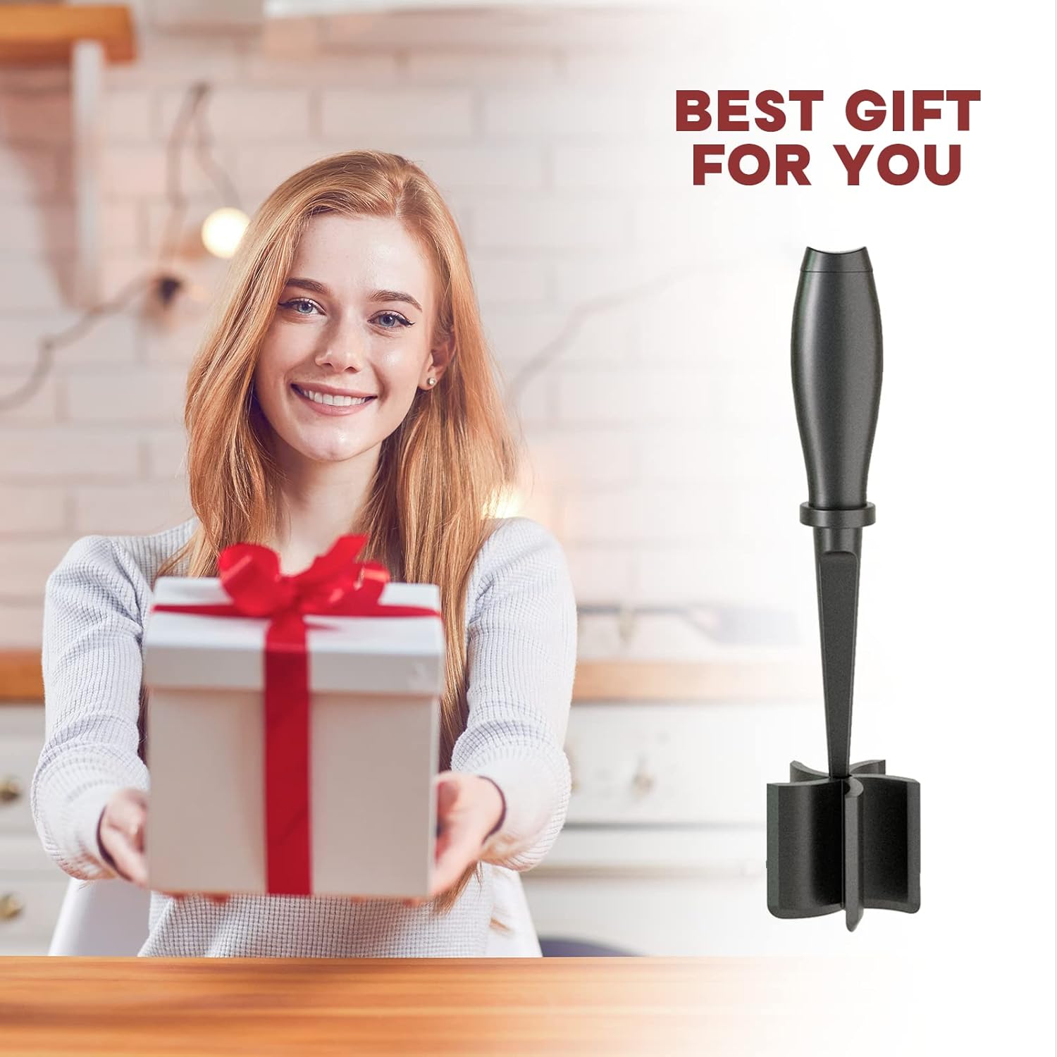 Meat Chopper, Hamburger Grinder, Premium Heat Resistant Smasher for Ground Beef, Burger Grinder Nylon Potato Mix Tool, Meat & Poultry Tenderizers-Black