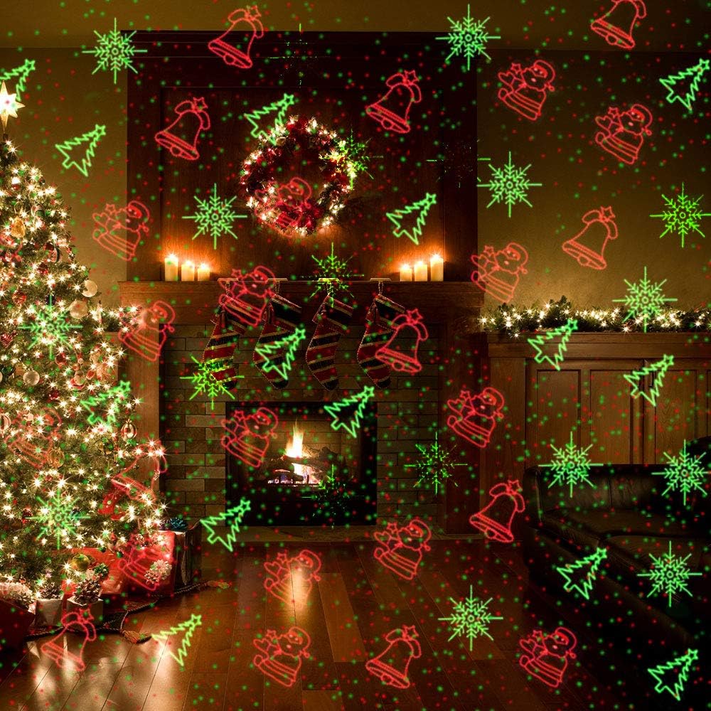Christmas Projector Lights Outdoor Holiday Laser Lights Landscape Spotlight Red and Green Star Shower with 360 Accessibility Wireless Remote Christmas Decor for Xmas Party Outdoor Garden Patio Wall